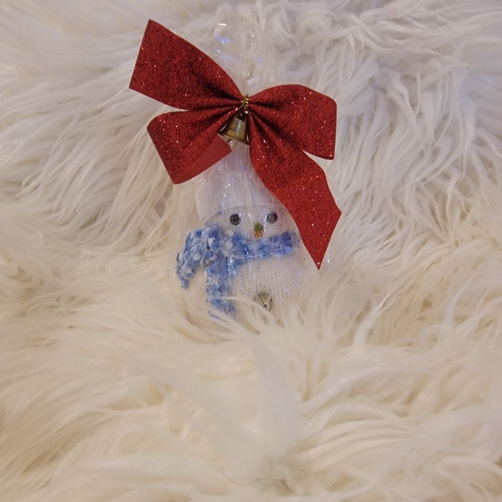 🆕️⛄️Handmade Sock Snowman, Blue Scarf